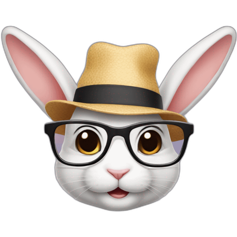 Bunny in hat with glasses emoji