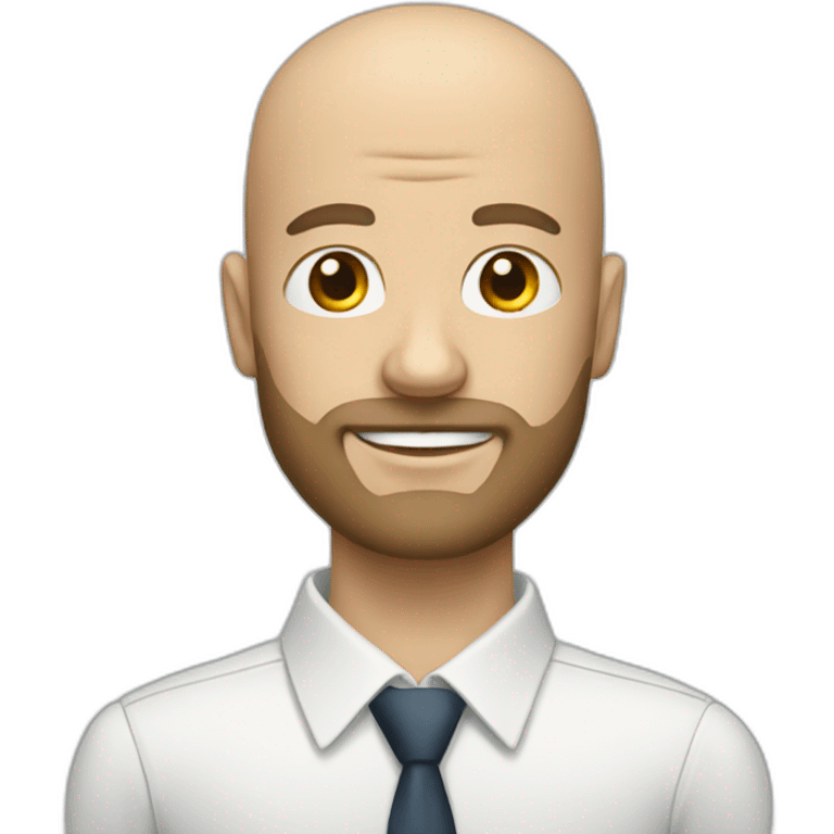 white bald man with beard in shirt and tie emoji