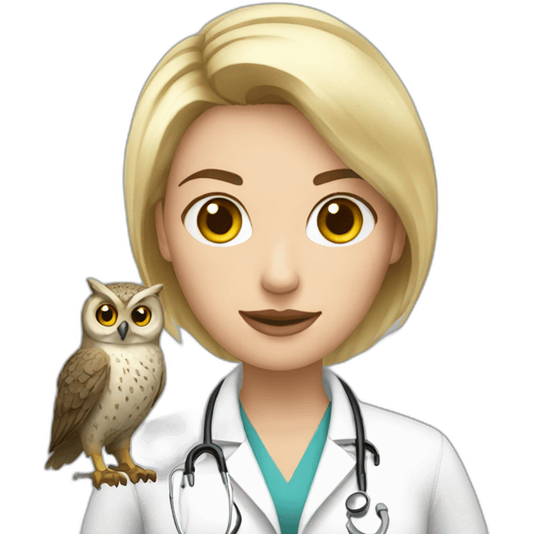 Blonde-woman-short-hair-doctor-with-owl emoji