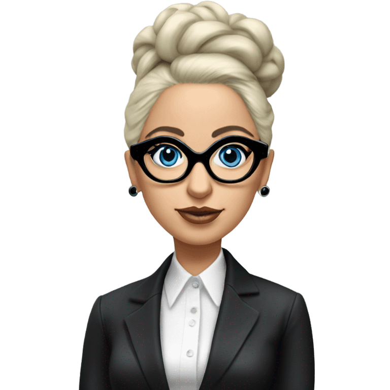 Lady gaga blue eyes black glasses realistic updo  emoji