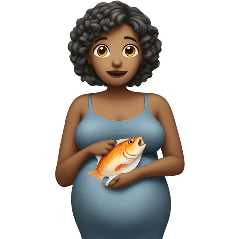 Pregnant woman eating a fish emoji