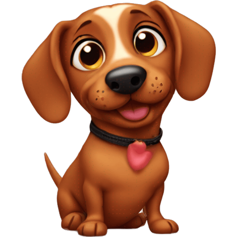 Wiener dog blowing kisses emoji