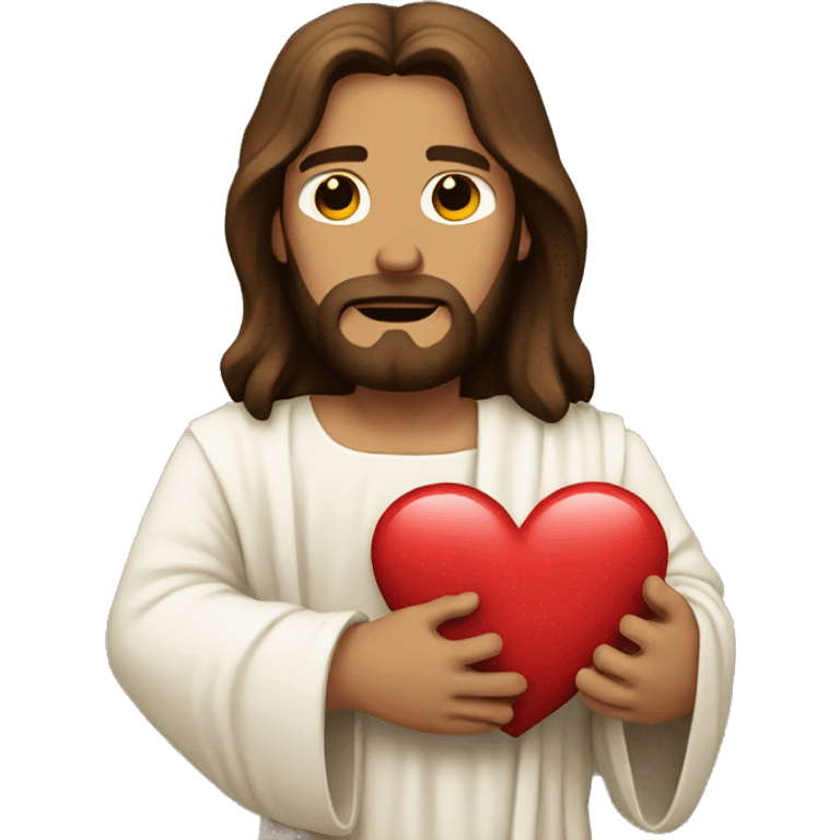 Jesus holding a broken heart emoji