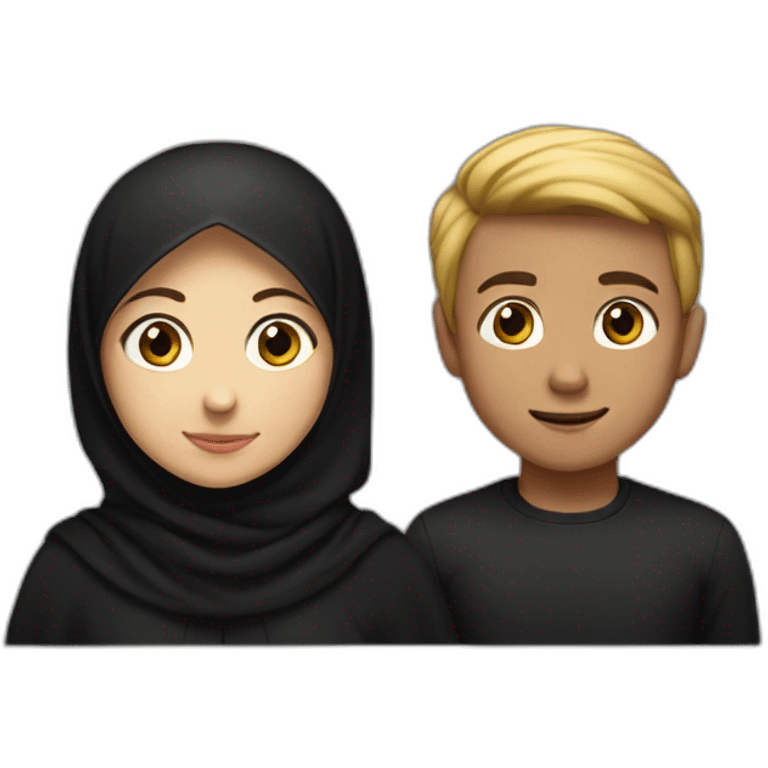 the boy with the black shirt and the girl with black hijab emoji