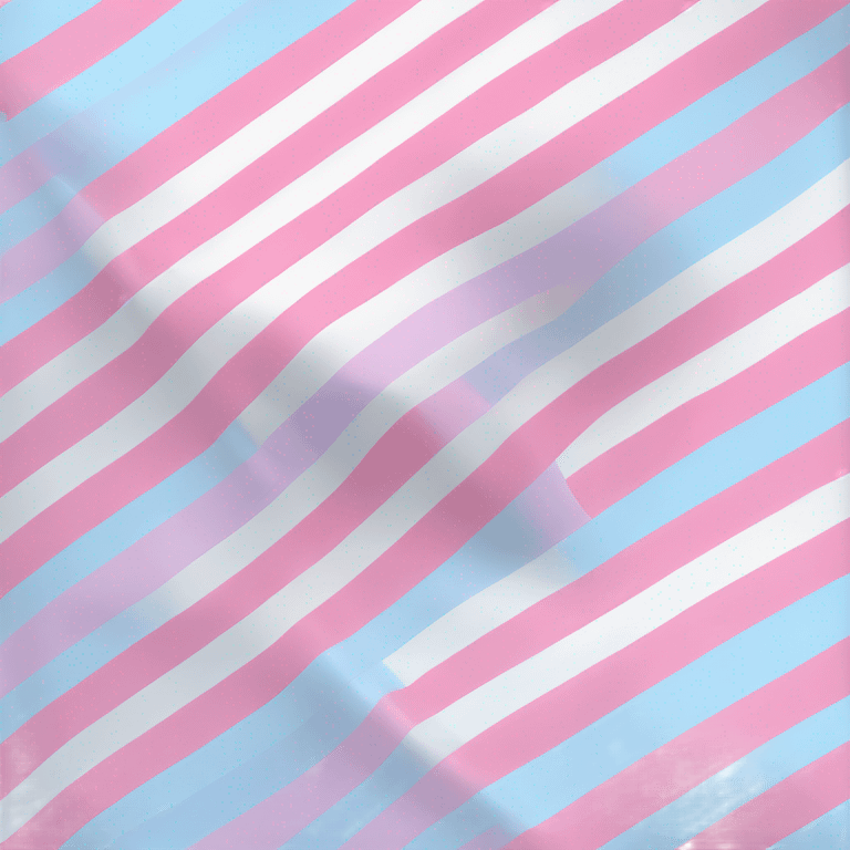 transgender pride flag with five horizontal stripes: light blue, pink, white, pink, and light blue emoji