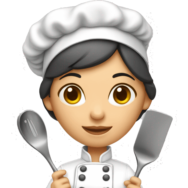 female chef with cooking utensils emoji