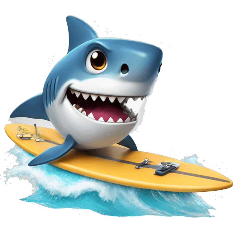 Nerd shark on a surf board emoji