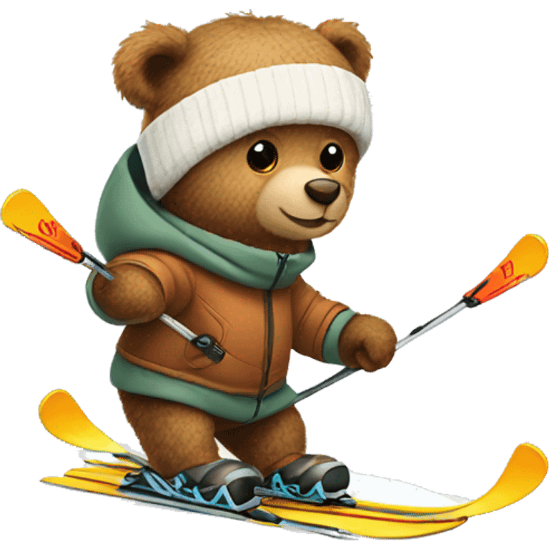 Teddy bear skiing emoji