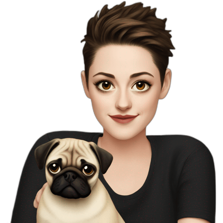 kristen stewart with a pug emoji