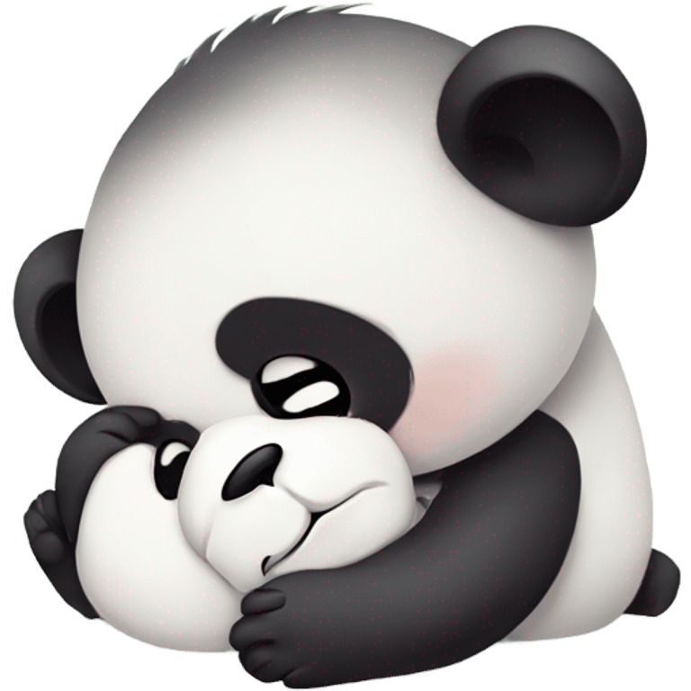 Sad baby panda dreaming about big panda emoji