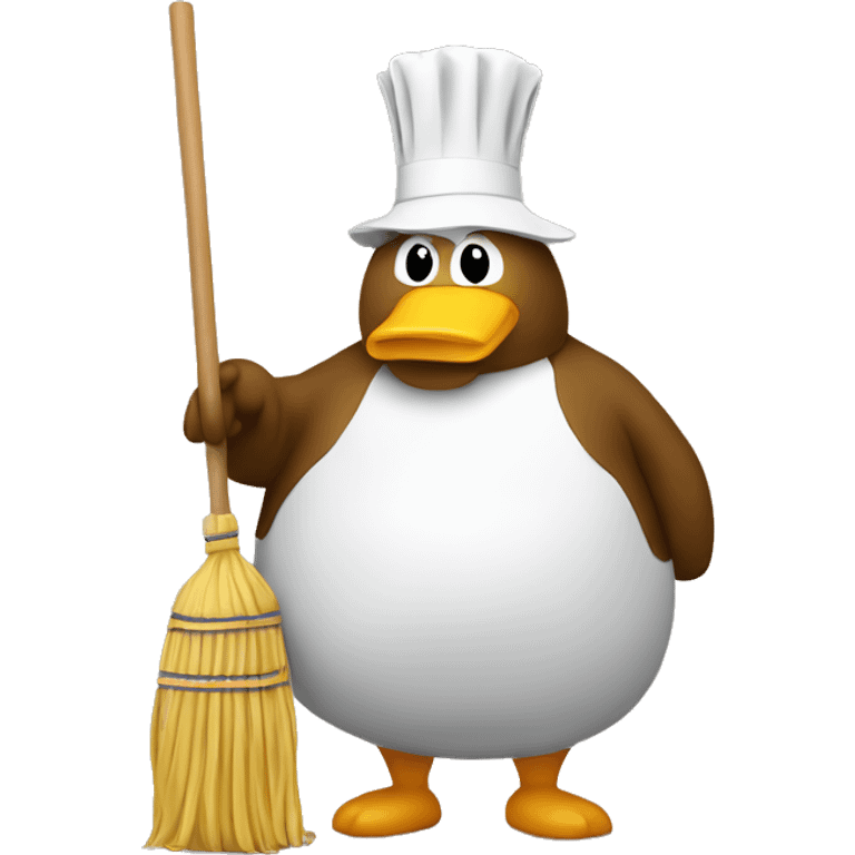 a fat duck with a mop emoji