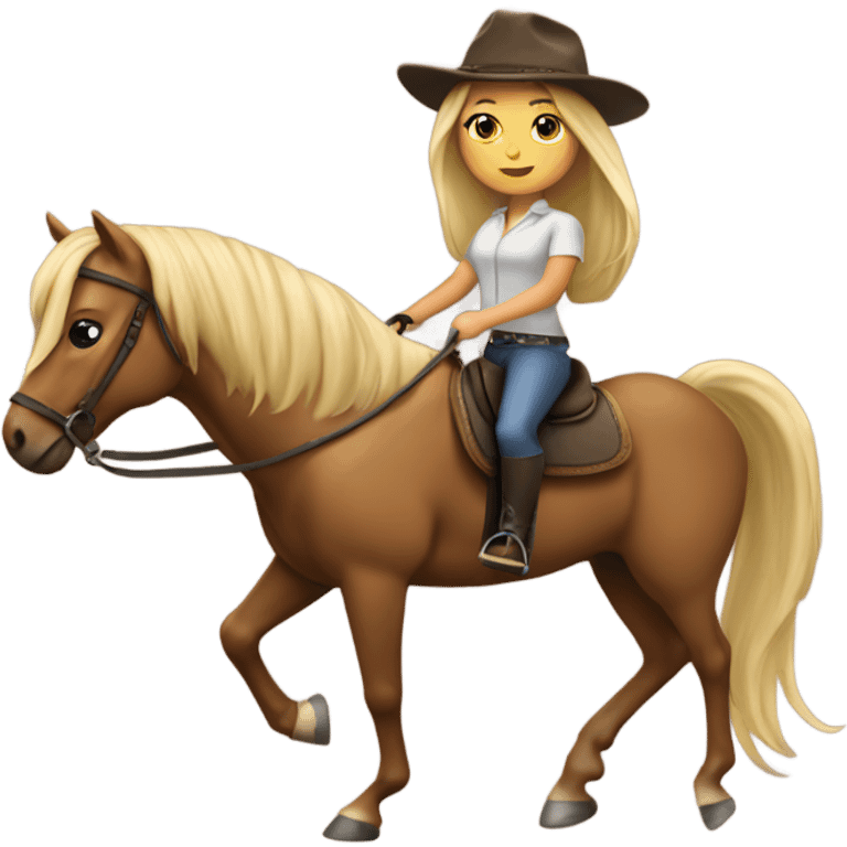 Tan girl with long blonde hair riding a horse emoji