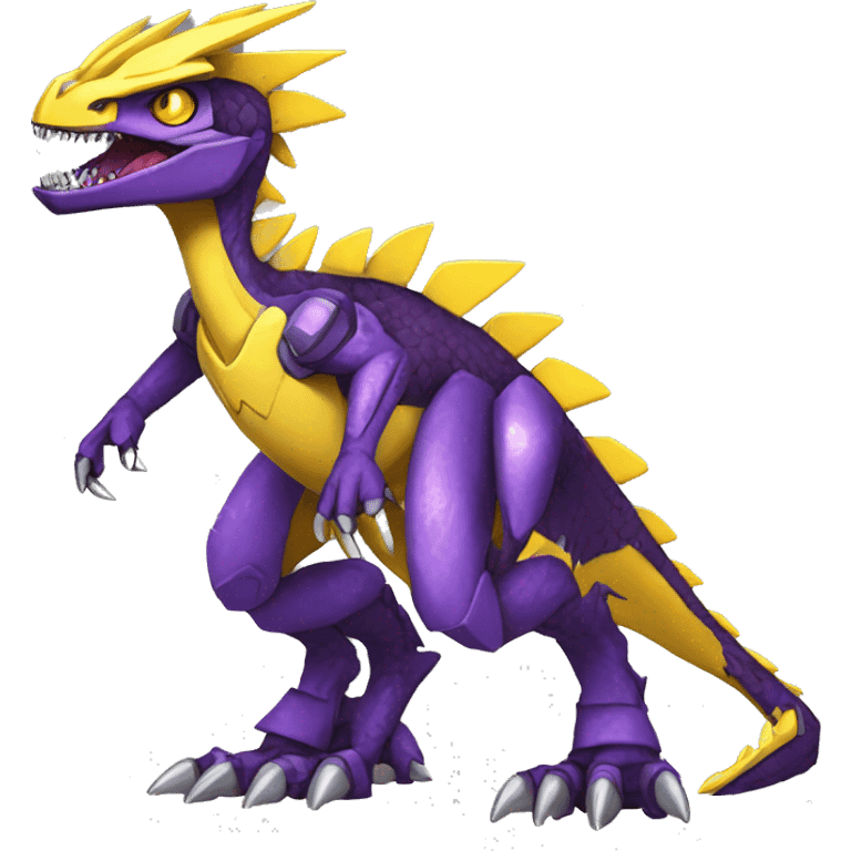  Cool Edgy Purple Yellow Digimon-Fakemon-Velociraptor-Dragon-Mecha full body emoji