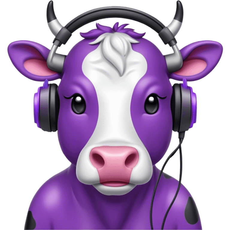 Purple cow with headphones emoji