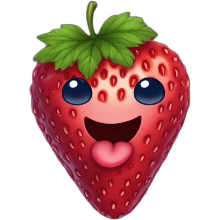 Une fraise avec une framboise avec une myrtille  emoji