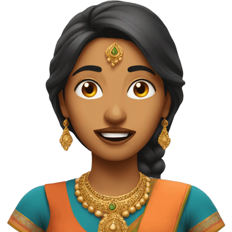 indian woman making wow face emoji