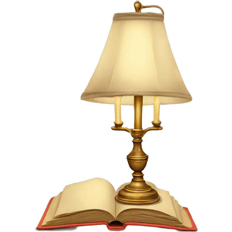 vintage lamp with open book emoji