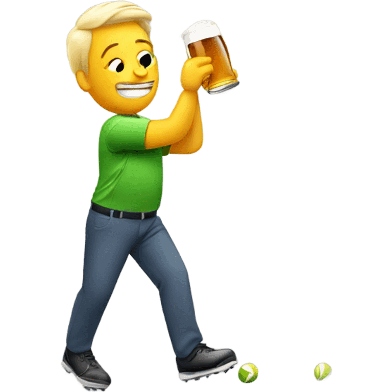 Golfer drinking a beer after a hole in one emoji