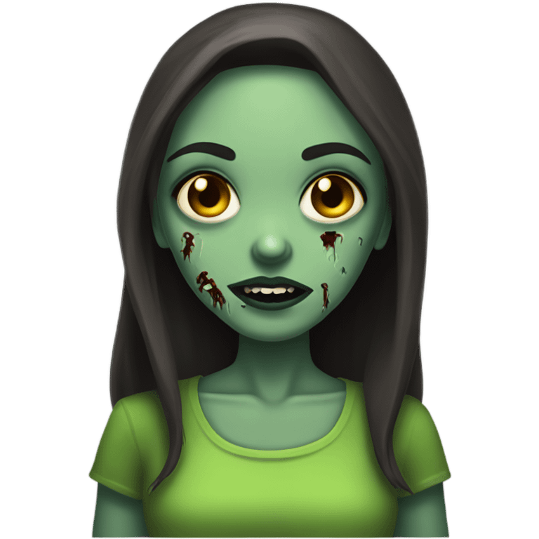 Brunette zombie girl in horror zombie green  emoji