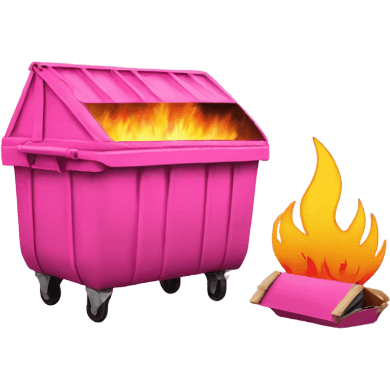 Pink dumpster fire; more flames; shorter bun emoji