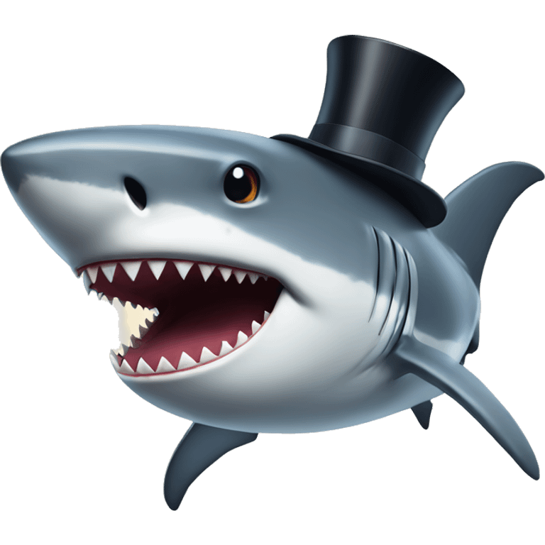 Shark with a top hat emoji