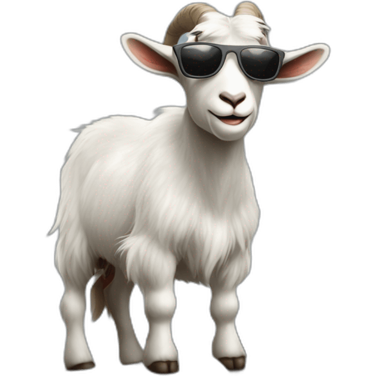 cool goat with sunglasses climbing on gray rock emoji