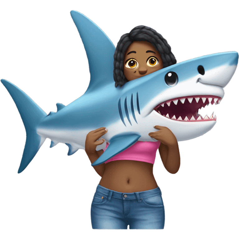 Shark with a crop top emoji