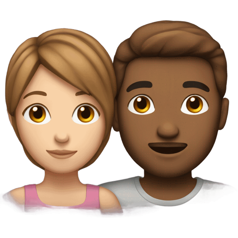 Fair skin brown hair couple huging emoji