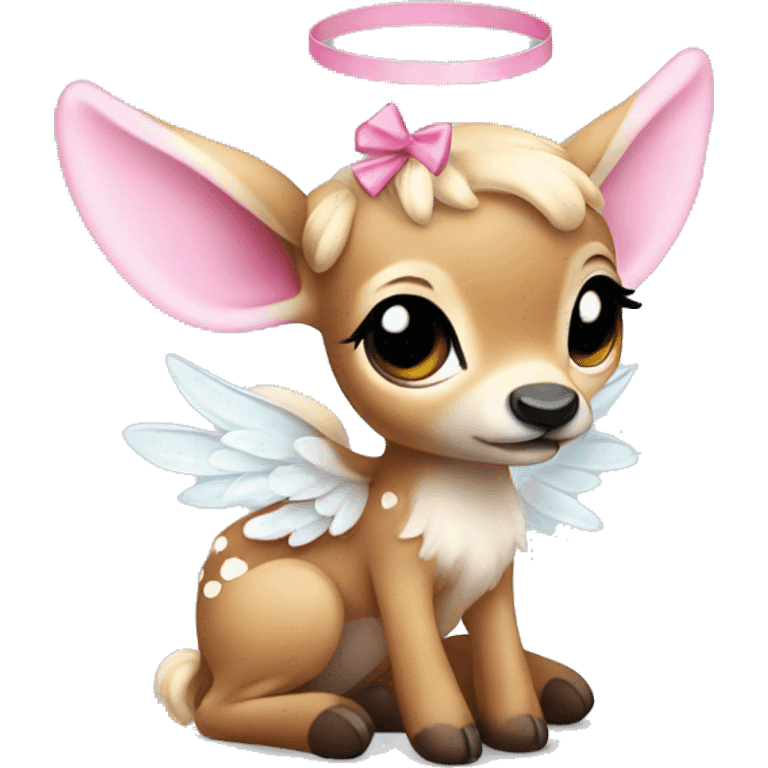 Baby fawn with pink bow and angel wings emoji