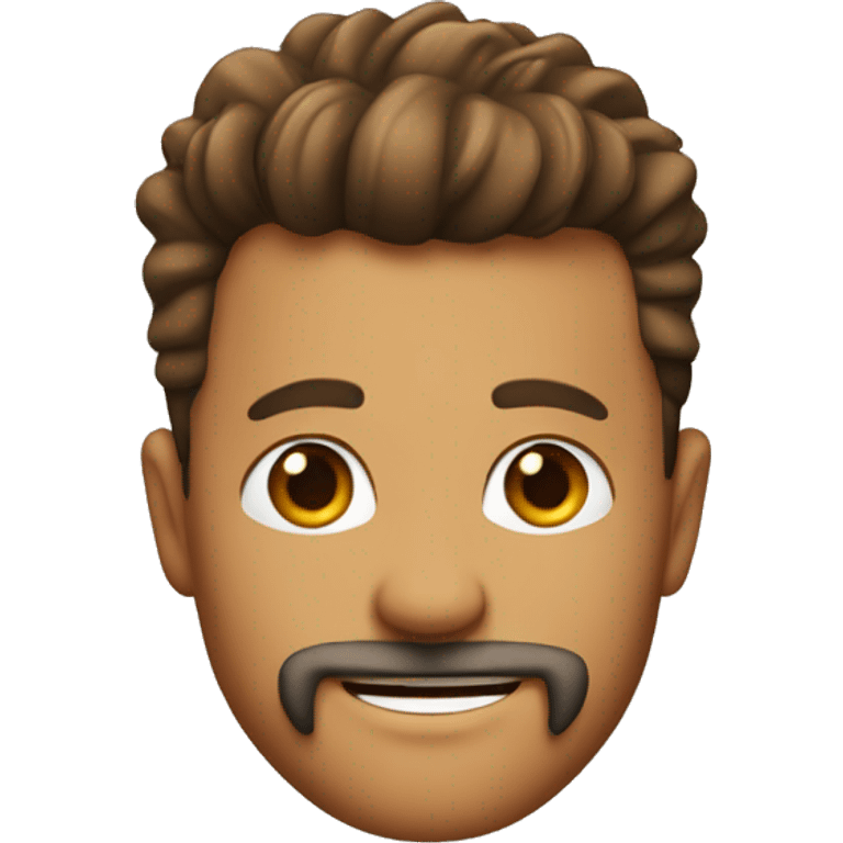 Man with very small eyes, medium brown faux hawk, beard, smile emoji