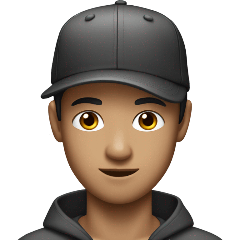 young Australian man, black hair, shaved , cap lv emoji