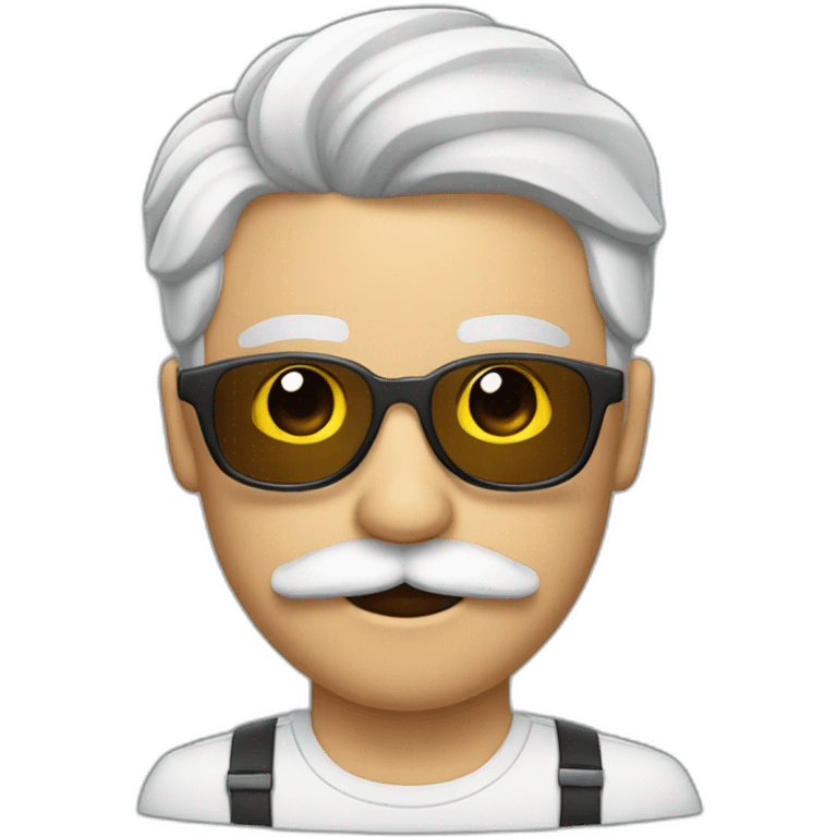 Hombre guapo de pelo blanco con gafas y bigote emoji