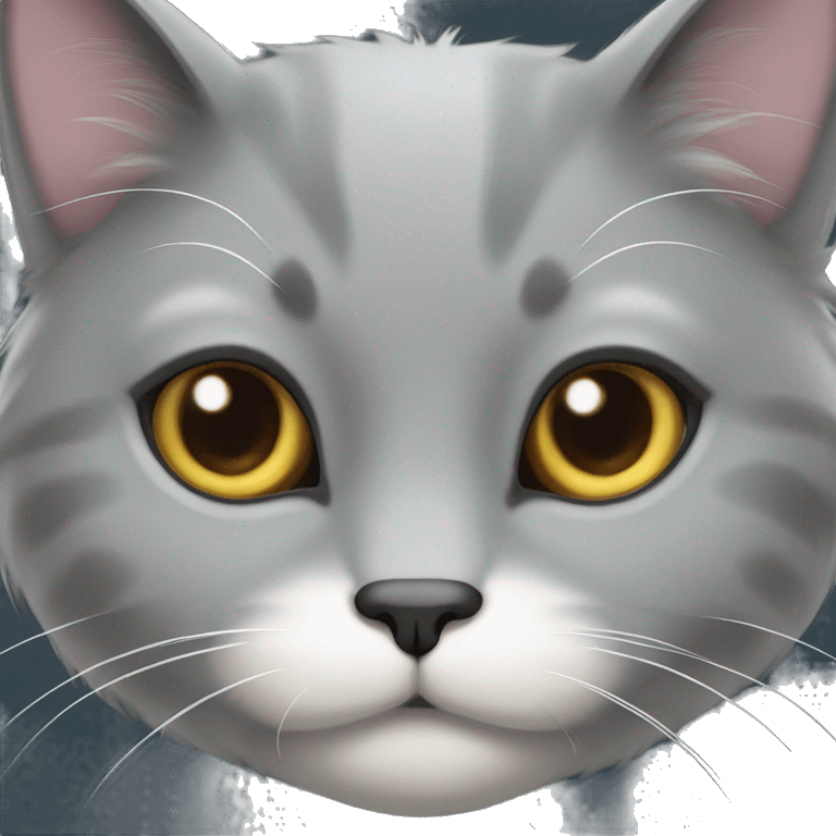 fluffy gray cat with white spot on nose emoji