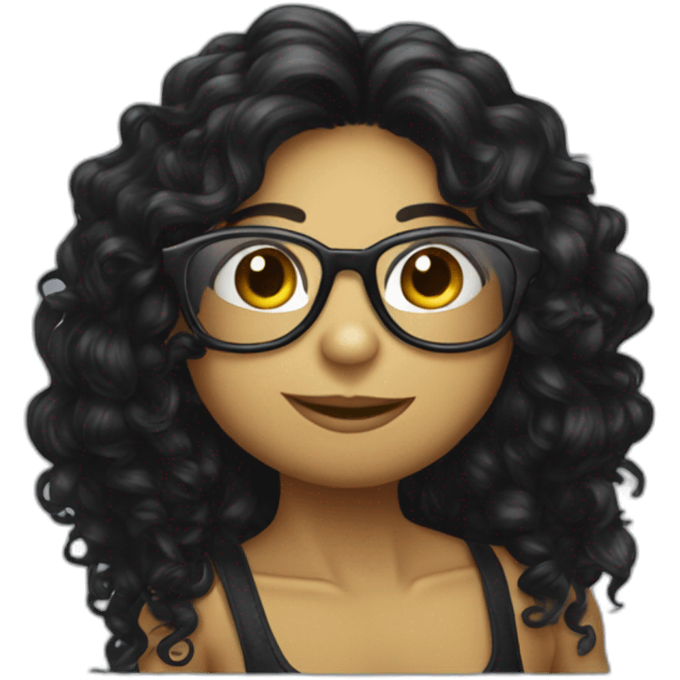 Sexy Turtle with glasses and long black curly hair emoji