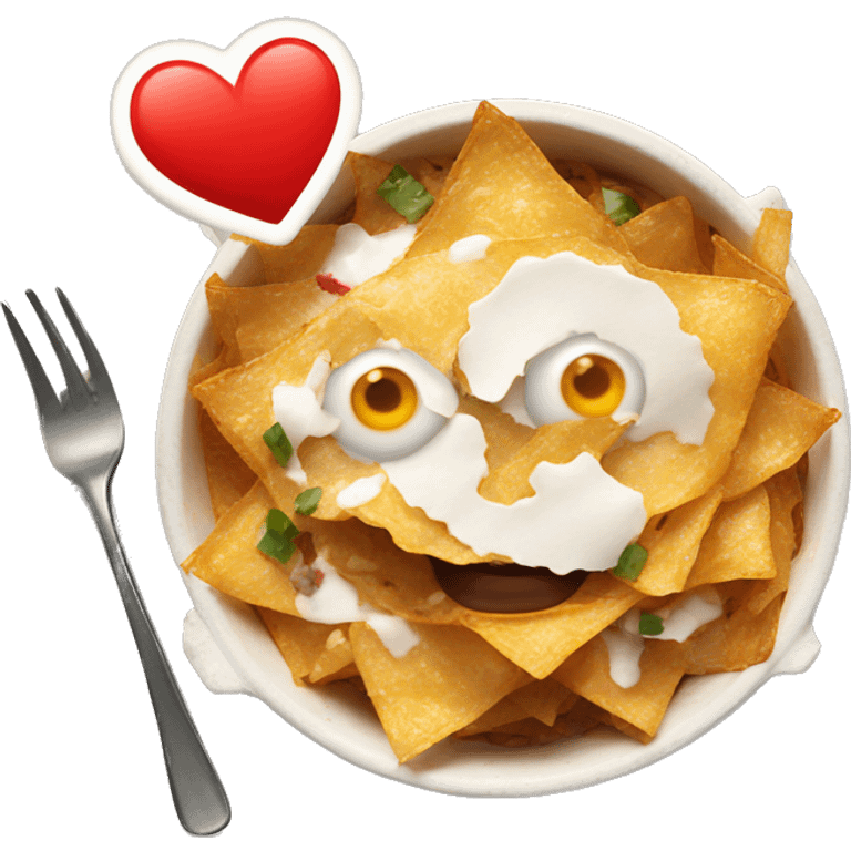 Chilaquiles with red heart eyes emoji