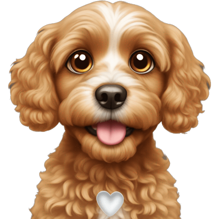 Cavapoo looking up with big, heart-melting eyes. Maybe add sparkles and tiny hearts around the eyes  emoji