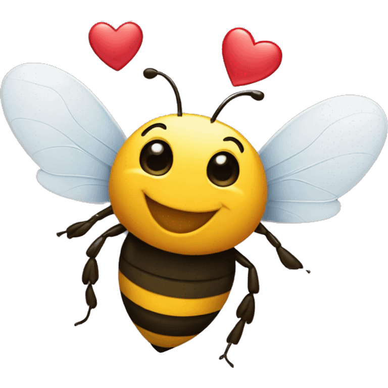 A happy bee kissing and hearts emoji