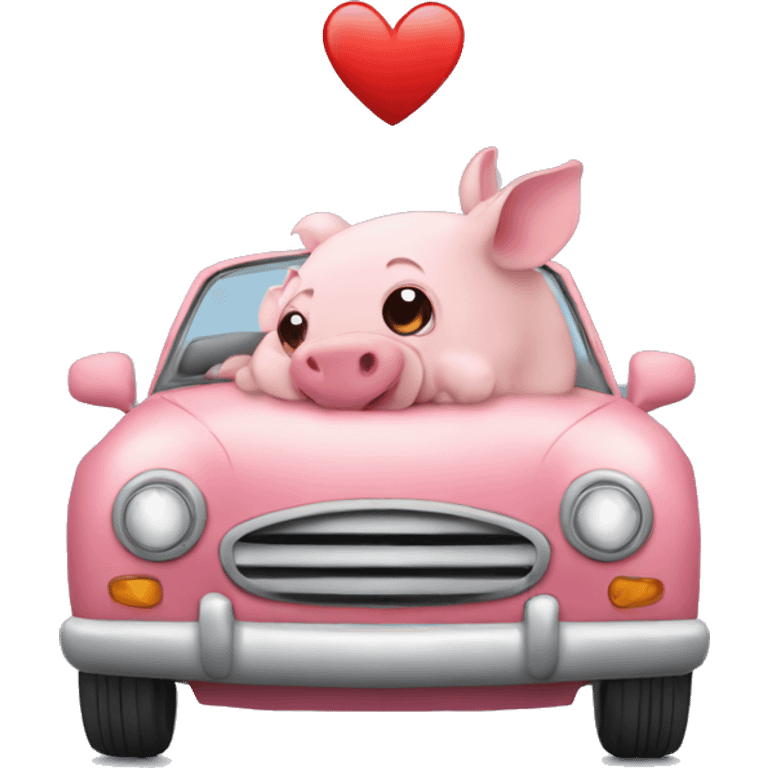 Car de cerdito con corazones emoji