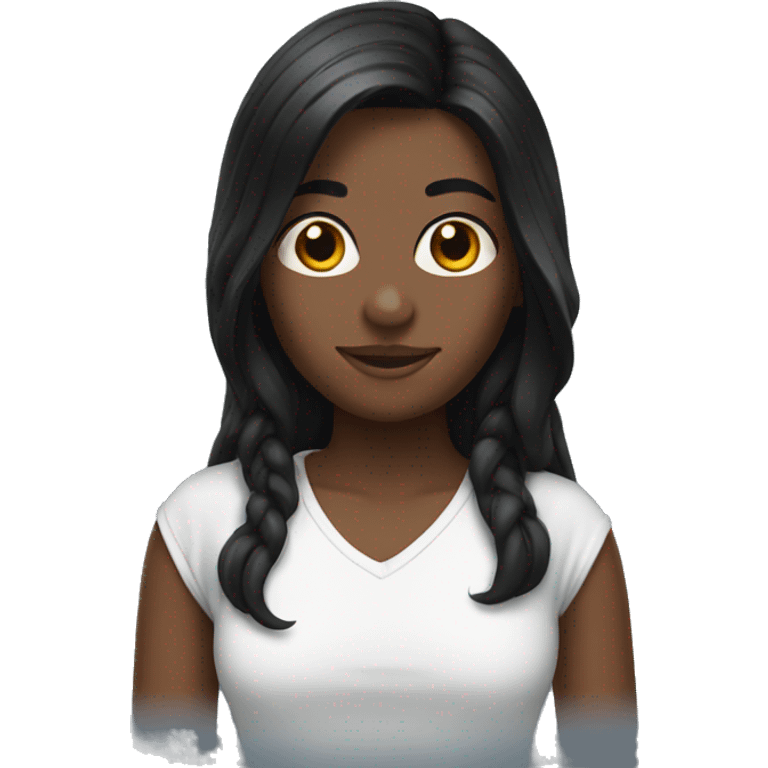 black long hair,  emoji