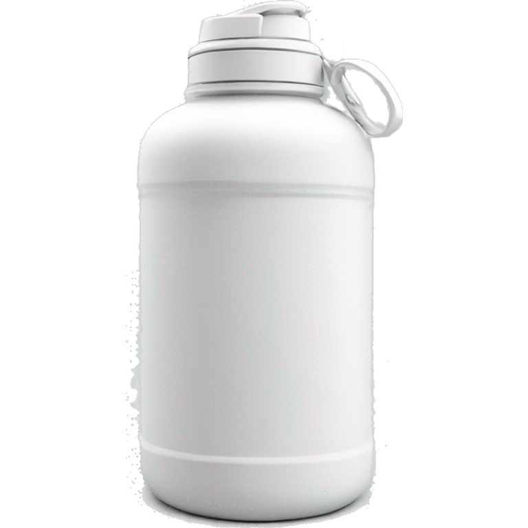 white water bottle with white lid, white handle strap emoji