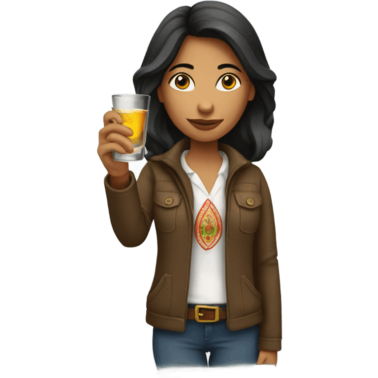 Peruvian female, drinking a shot of tequila emoji