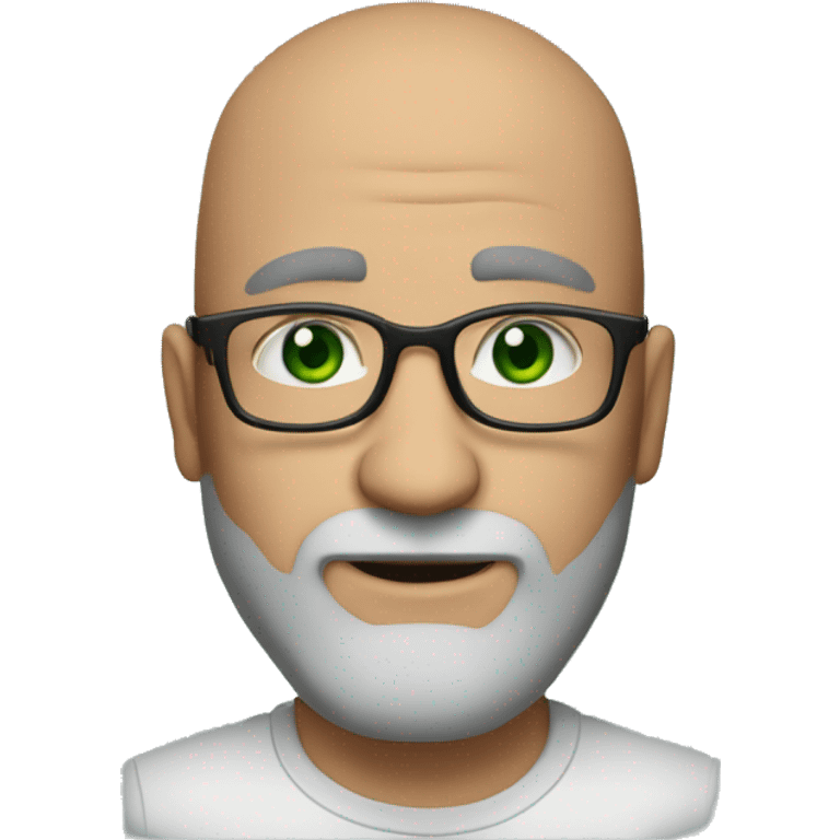 50 years old, green eyes, 2 days beard, bald, glasses emoji