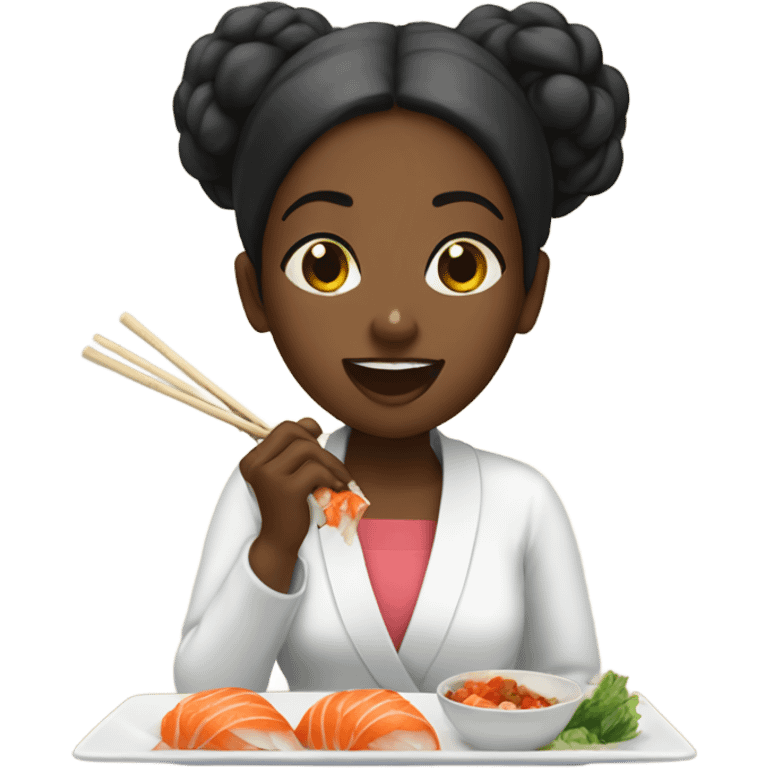 Black girl eating sushu emoji