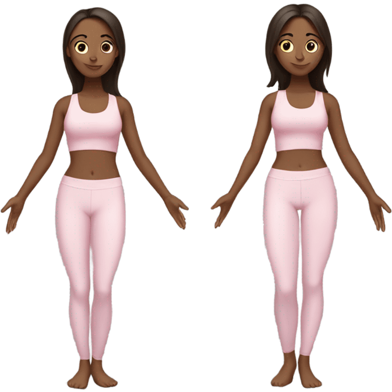 Brunette yoga girl light pink clothes n emoji