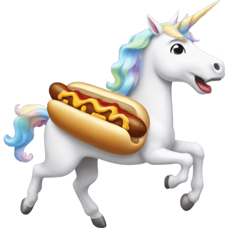 Flying unicorn eating a hotdog  emoji