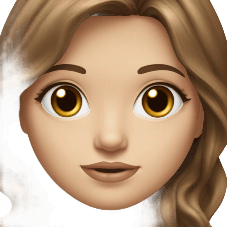 Beautiful realist White girl hazel eyes with long voluminous brown hair with brown highlights balayage  emoji