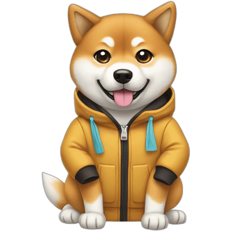 Shiba inu wearing loads of clothes  emoji