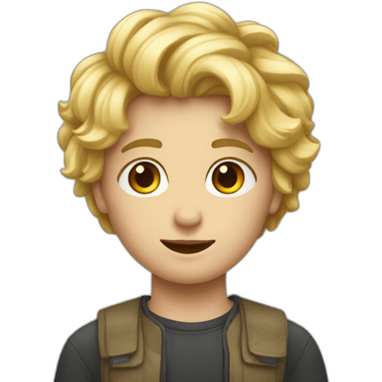 Garçon avec les cheveux blond et qui fait un cœur avec ses mains emoji