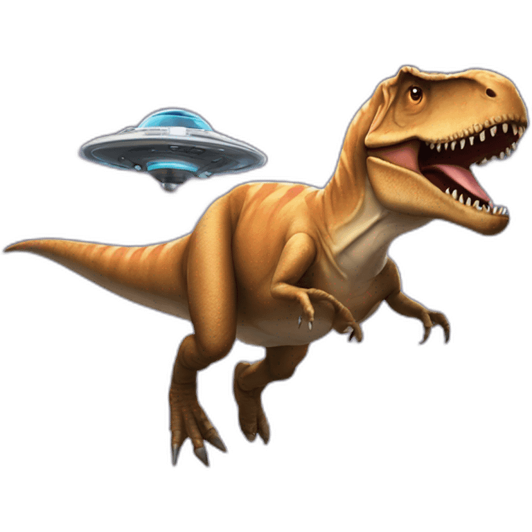 T-Rex flying a spaceship emoji