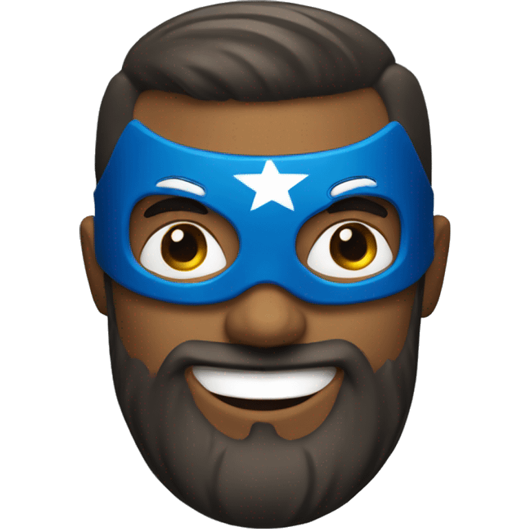 superhero with beard smiling and flying emoji